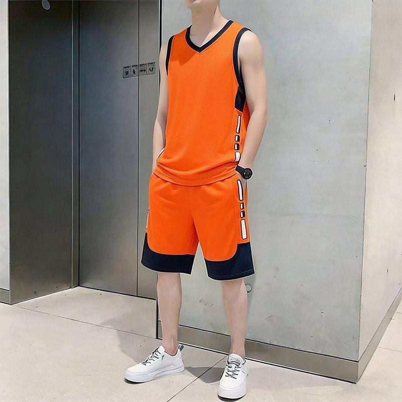 Men's 2026 Summer Sleeveless Ice Silk Basketball Training Vest and Shorts Set - Quick Dry and Loose Fit