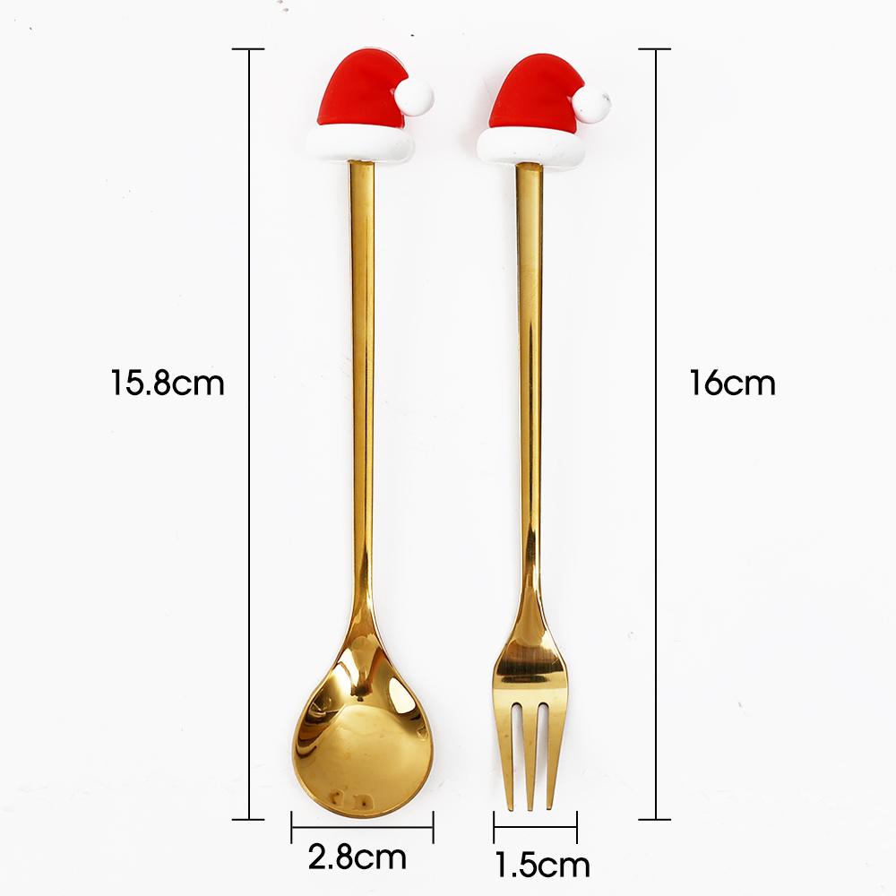 Christmas Dessert Fork and Spoon Set