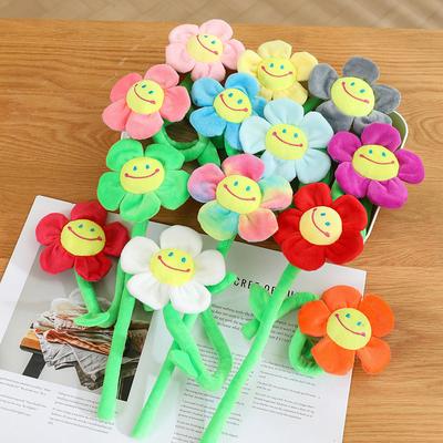Creative Smiley Face Sun Flower Plush Toy Rose Fabric Bouquet Curtain Flower Buckle Flower Shooting Prop Decoration