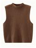 Women's Slim-Fit Sleeveless Knit Vest with Half-High Collar