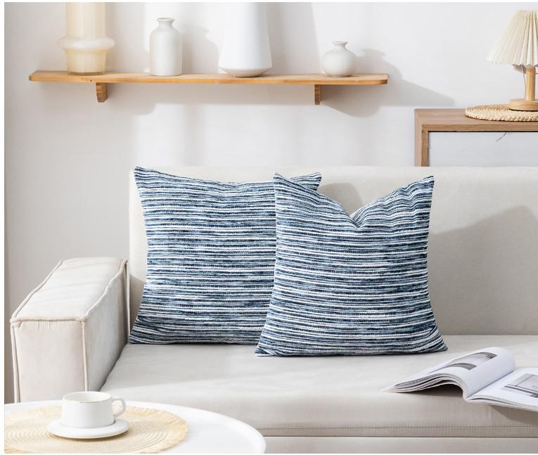 Boho Textured Striped Cushion Covers Soft Woven Throw Pillow Covers Multi-Color Neutral Decorative Pillowcase for Farmhouse Home