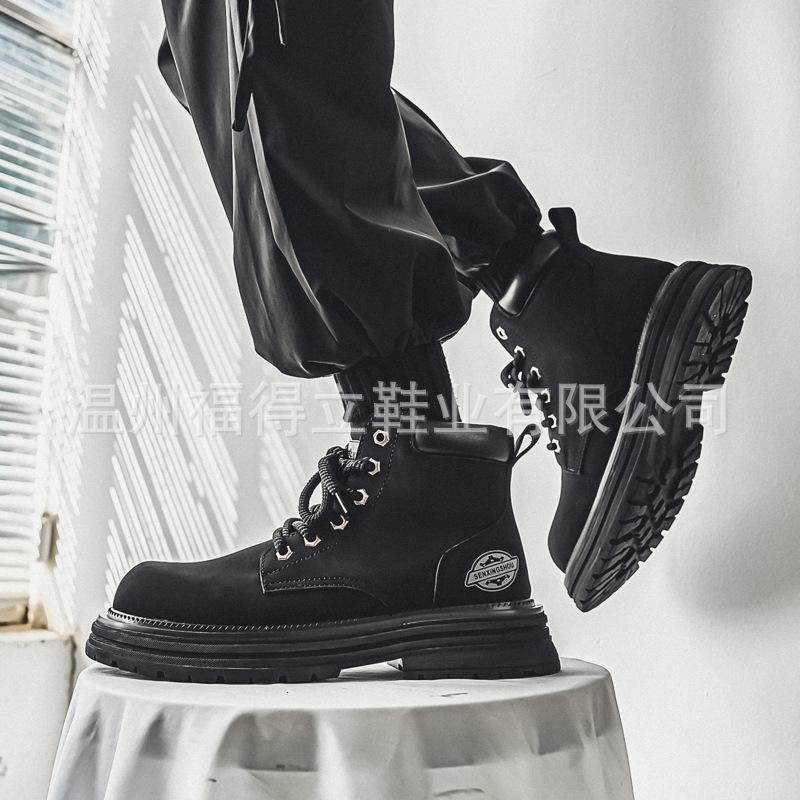 Rhubarb Boots Men's Spring and Autumn British Retro High Top Men's Boots Desert Boots Short Boots Casual Martin Boots