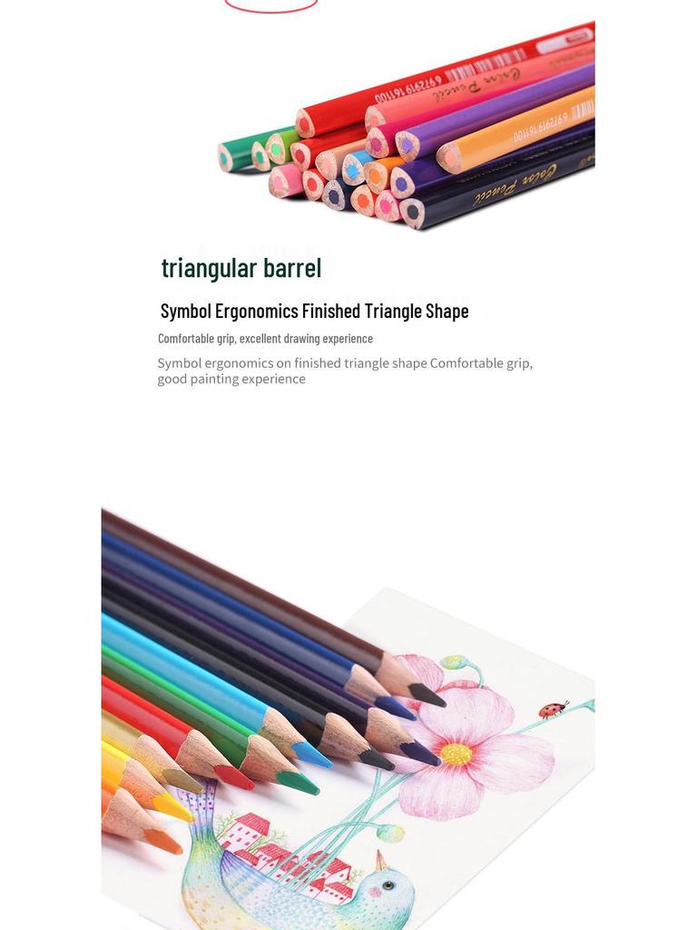 Giorgione 36/72 Oil-Based Triangular Colored Pencils Set for Students, Thick Barrel, Cartoon Design.