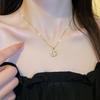 ZAKOL Shiny Crystal Zircon Round Pendant Necklace Earrings for Women Exquisite Stainless Steel Chain 2 Pcs Zircon Set