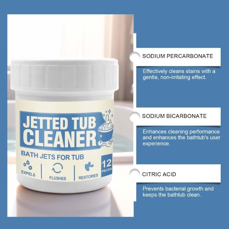 Pastiglie Detergenti per Vasca da Bagno Formula Pulente Rimuove Calcare Macchie Odori Sicuro per Uso Domestico Contenitore in Plastica