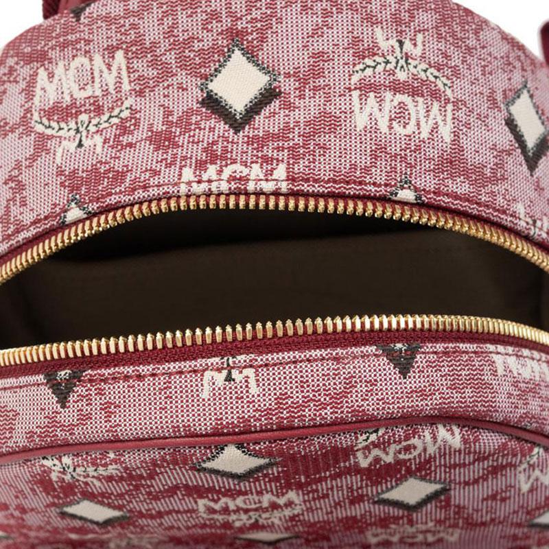 MCM Burgundy Gradient Visetos Monogram Backpack with Large 3D Logo for Daily & Street Style Use