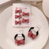 Red Plaid Bow Hair Clip & Tie Set - Gentle on Hair, Cute Jewelry