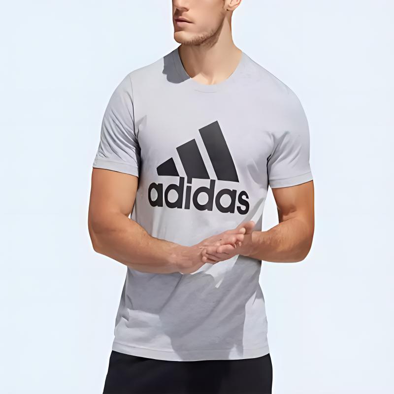 Adidas Printed Round Neck Sports T-Shirt Men Tops Gray ED9607