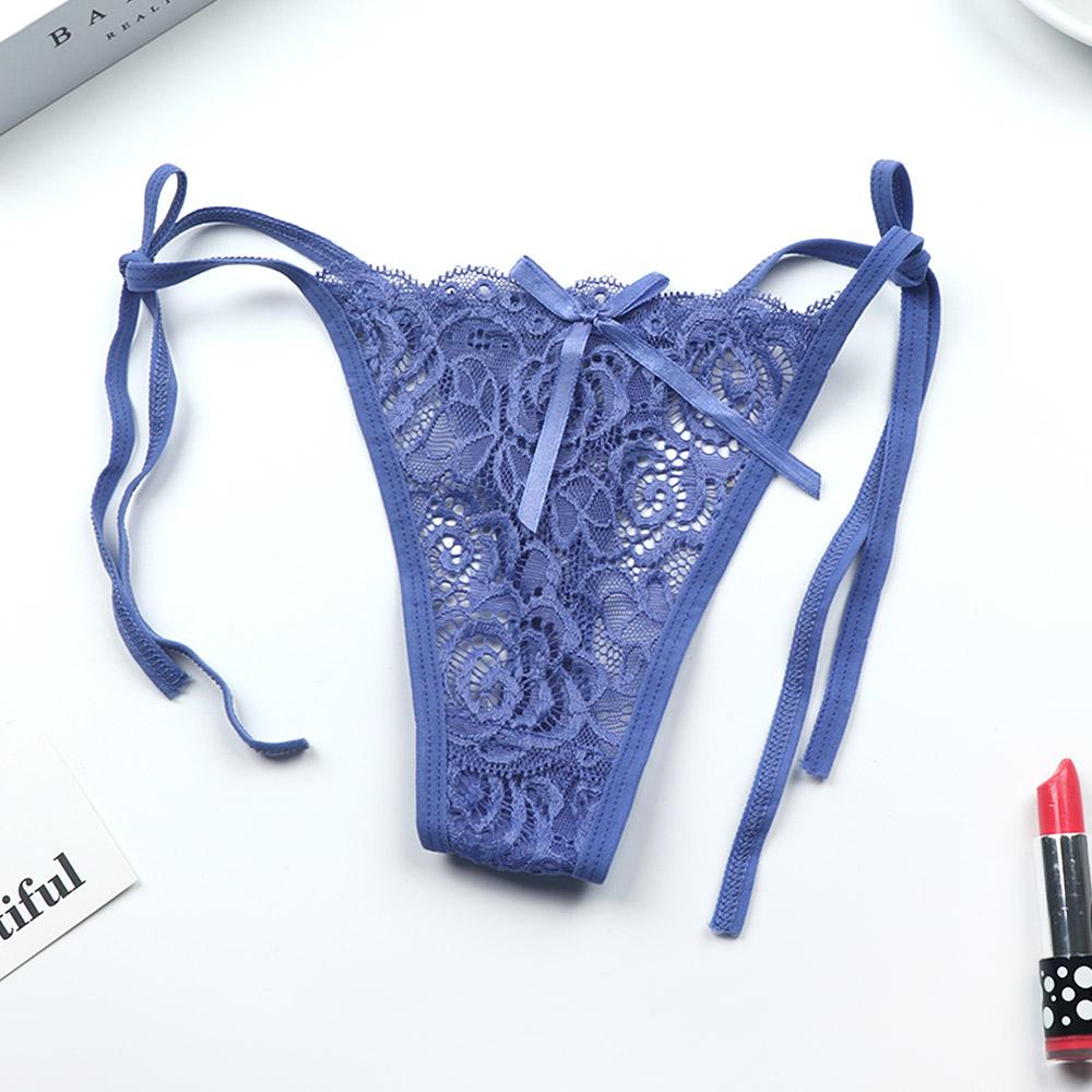 1 Pc Sexy G-string Thongs Women Panties Floral Sheer Underwear Soft Side Tie Lingerie Briefs Lace Transparent Thong Panties