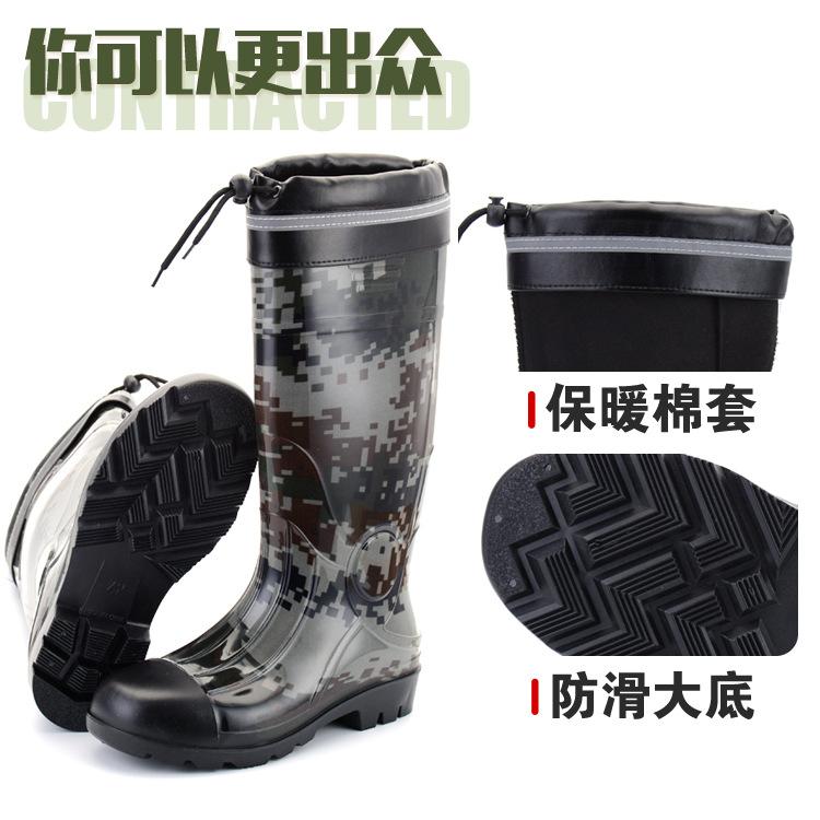 Water Shoes Thickened Rain Shoes Men's Tall Tube Camouflage Rain Boots Long Tube Rubber Shoes High Quality Waterproof