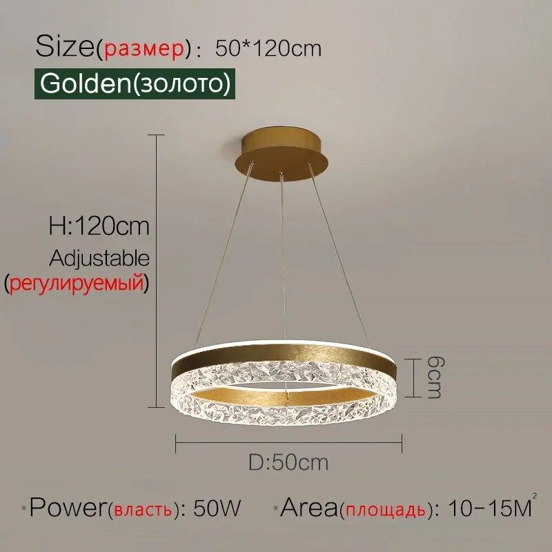 Modern Minimalist Ring Led Pendant Lights Dimmable for Table Dining Living Room Bedroom Chandelier Decor Indoor
