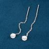 925 Sterling Silver Four-Prong Chain Drop Earrings for Women - 2026 New Versatile Studs, Simple and Elegant Ear Jewelry