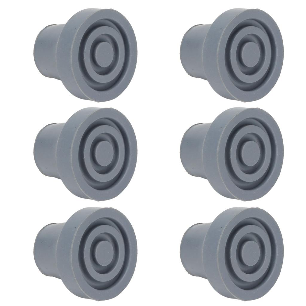 6pcs Cane Tip Professional Portable Rubber Replacement Tip Accessory for 4 Legged Crutch 0.6 Inch