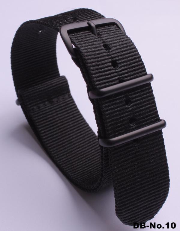 Black Nylon & Canvas Watch Strap with Vacuum-Plated Buckle