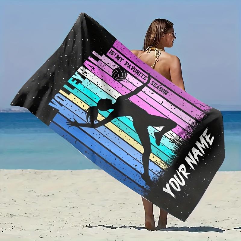 Custom Volleyball Beach Towel Personalized Name Print Soft Quick-Dry Large Bath Towel For Sports Fans Gift
