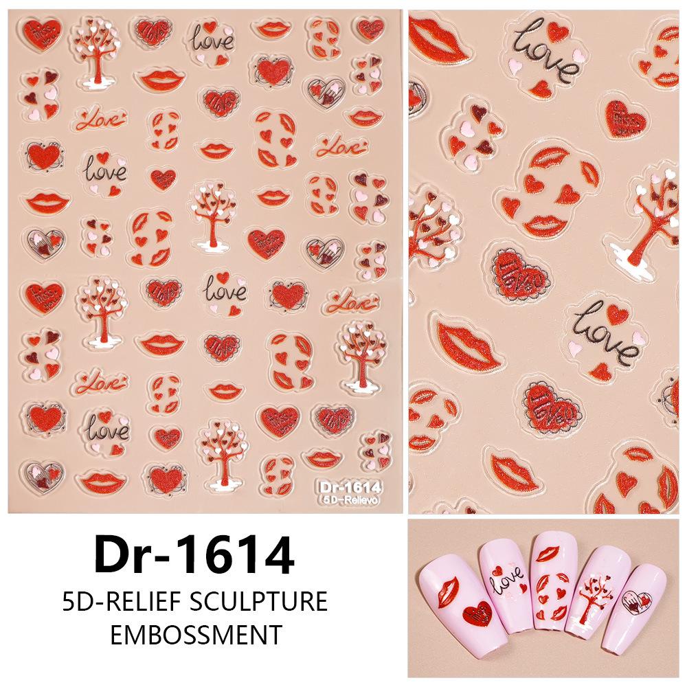 Redanco 5D Fiery Red Lips 3D Nail Stickers - Valentine s Day Edition (DR1616)