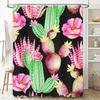 Floral Watercolor Cactus Shower Curtain Bathroom Decor Home Decoration Waterproof Fabric Print