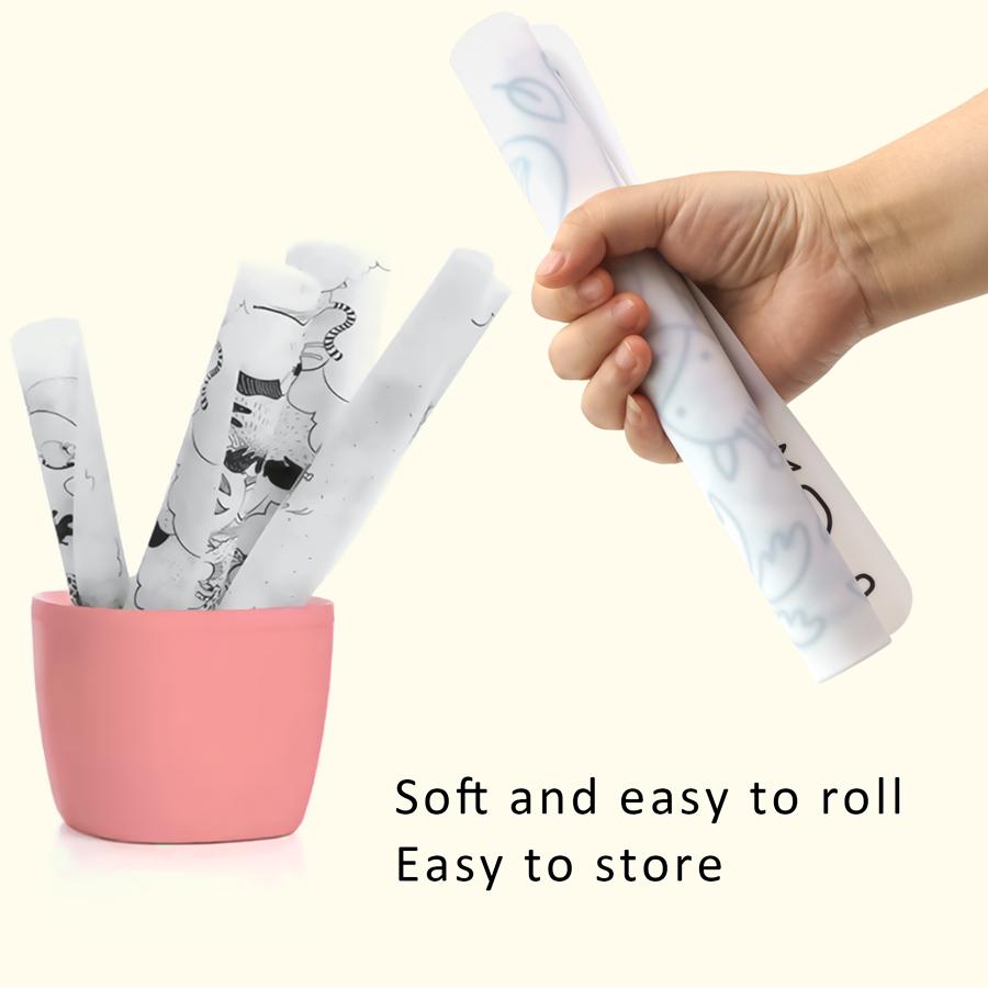 Covoraș de loc pentru bebeluși din silicon de culoare personalizată, cu model de desene animate, șervețele de masă, reutilizabile, covoraș de desen pentru copii.
