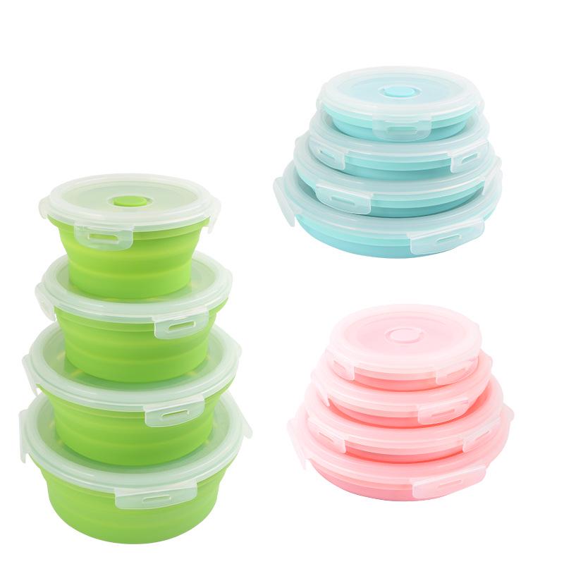 Lancheira dobrável de silicone: Lancheira Bento Portátil e Dobrável para Conservação de Frescor