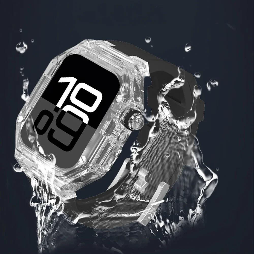 PC Case+Silicone Band for Apple Watch Series 10 42mm 46mm Sports Unisex Bracelet for IWatch 10 46MM 42MM Transparent Case Straps