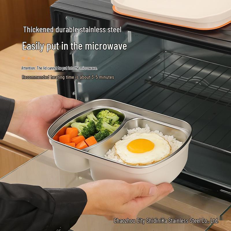 304 Stainless Steel Food-Grade Lunch Box with Lid for Students and Office Workers - Compartmented Takeaway Meal Container, Fresh-Keeping Seal