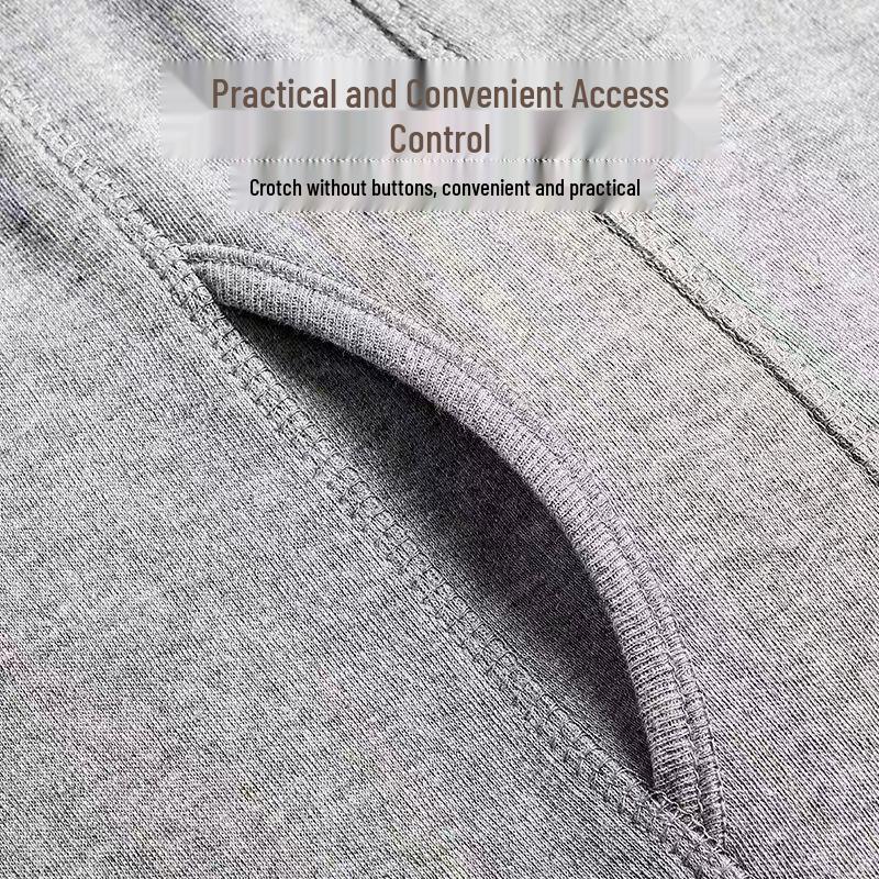 Men's Slim Fit Pure Cotton Autumn Pants for Middle-Aged & Elderly - Warm, Solid Color, Thin Wool Underpants