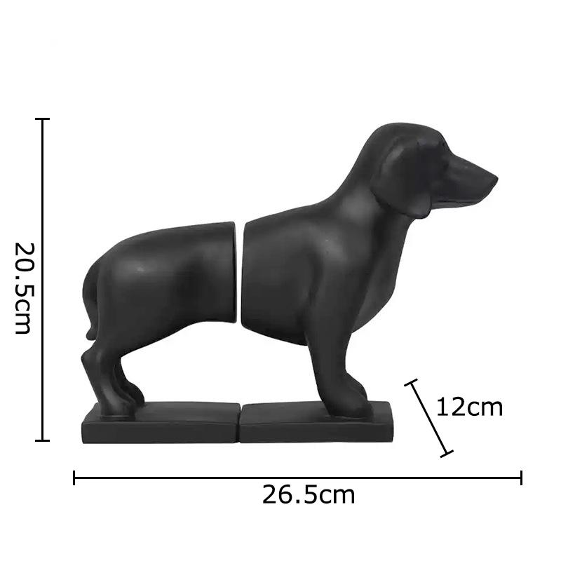 

Creative Black Dachshund Statue Library Bookshelf Bookend Desk Decoration Ornaments Puppy Resin Sculpture Room Aesthetic Decor