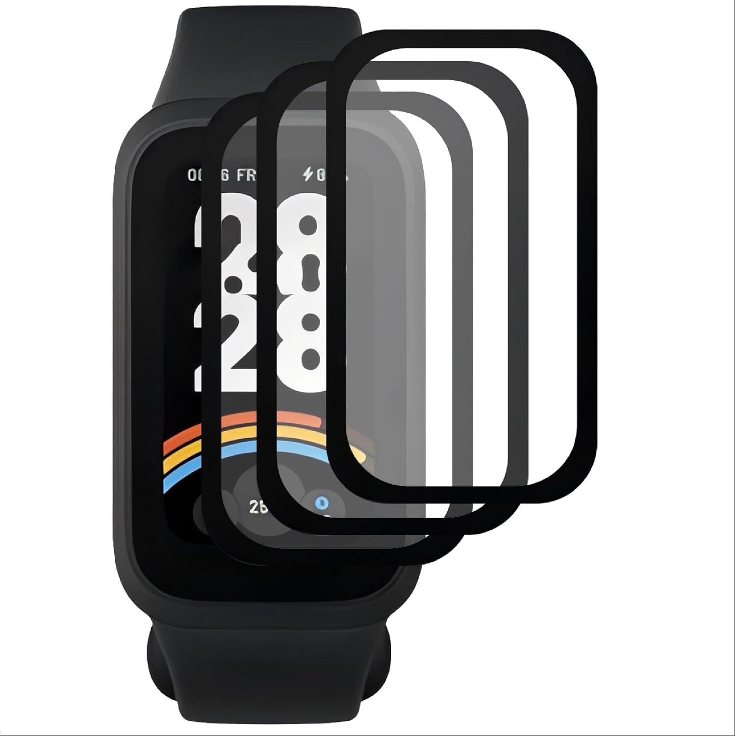 3 шт. Пленка для часов для Xiaomi Smart Band 9 Active/Redmi Band 3, 3D PET Защитная пленка для экрана умных часов A