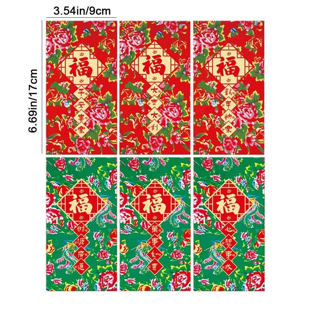 6Pcs Chinese Style 2026 New Year Red Envelope Paper Lucky Money Bag Red Pocket Lunar New Year
