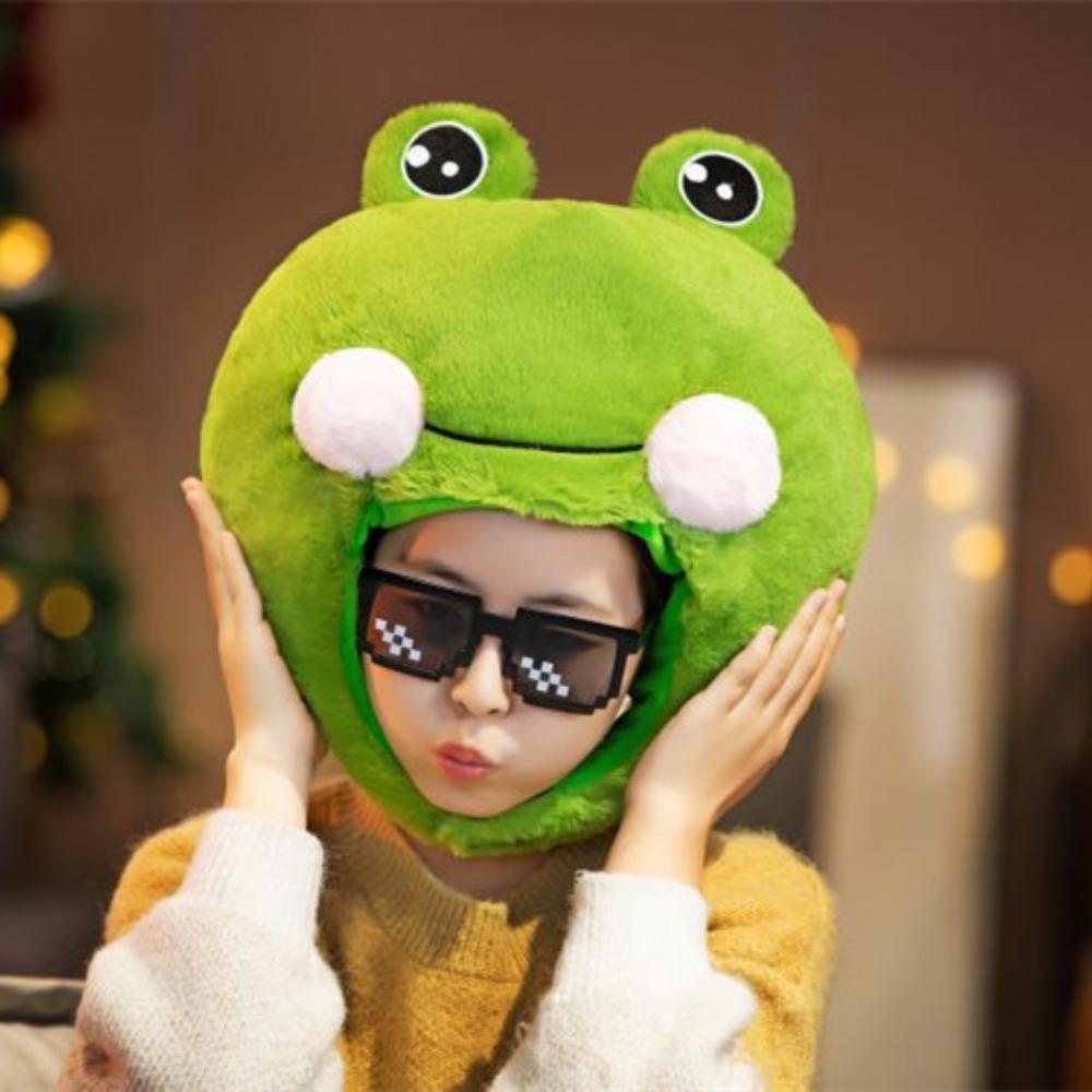 Creative Big Frog Eyes Frog Hat Novelty Material Cartoon Headgear Cap Green Funny Frog Headgear Dress Up Photo Props