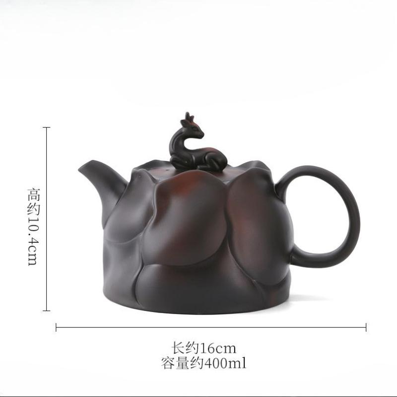 

Hand-carved Purple Clay Teapot: Vintage Phoenix-Crested Teapot Premium Household Tea Brewing Kettle