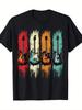 Men's Retro Music Tee - 100% Cotton Black T-Shirt with Vintage Guitar & Graphics, Short Sleeve Round Neck Casual Shirt for Music Fans, - Fit