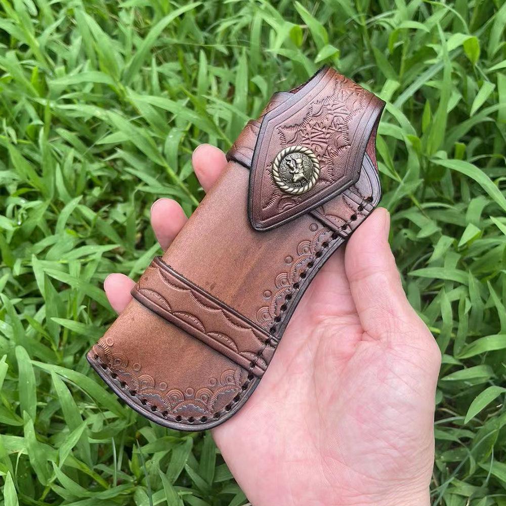 Large Size Top Grain Cowhide Scabbard  Folding Knife Sleeve Holder Scabbard Universal Knife Cover  Camping Knife Holsters