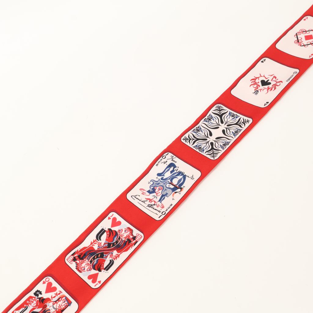 HERMES [Brand new, unused] H063169S-03 JEU DE CARTES Playing Cards Silk Twilly scarf 03 QC/ROUGE/NOIR/ARDOISEUsed