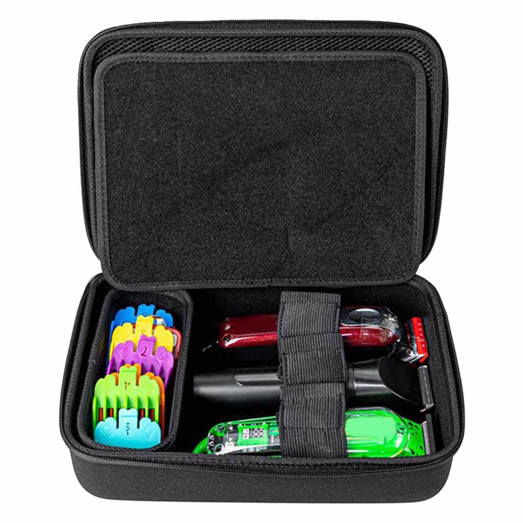 Portable Travel Case For Hair Cutting Equipment Includes Space For Trimmers And Full Set Of Attachments
