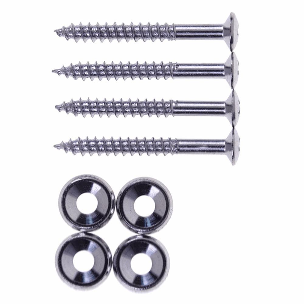 4PCS Metal Guitar Neck Mounting Screws Silver Guitar Neck Joint Ferrules Electric Guitar