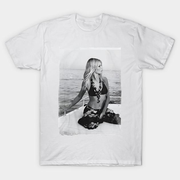 

Men Black Print T-shirt Brigitte Bardot Vintage No-Cut Transfer Paper Print Cotton Tshirt 4XL білий