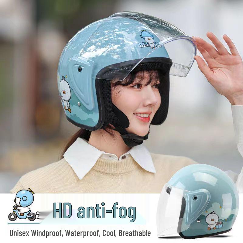 Casco Certificado para Vehículos Eléctricos con Doble Visera para Todas las Estaciones, Calidez Invernal, Adecuado para Hombres y Mujeres