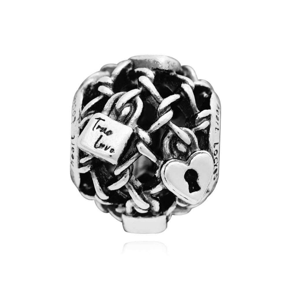 Pandora 790071c00 Openwork Chain Link Padlock Silver Charm