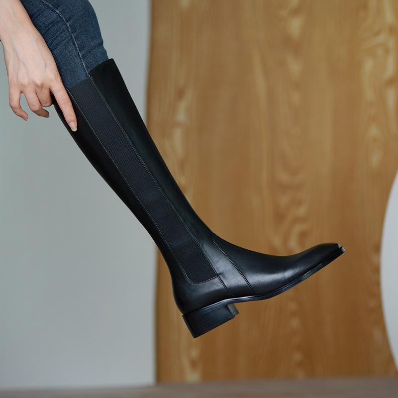Hohe Stiefel Damen Breite Waden Mit Quadrat Absätz Produktbild-Vorschau 9