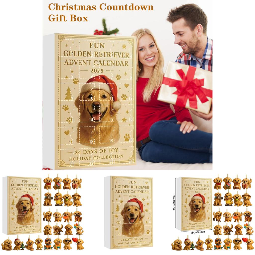 Dog Theme Christmas Advent Calendar With Acrylic Animal Figures For Holiday Gift Giving