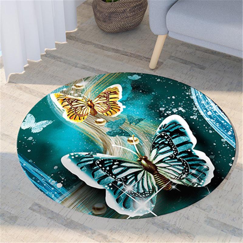 Nordic Flora and Fauna Geometric Printing Pattern Circular Carpet Home Living Room Sofa Bedroom Floor Decoration Carpet