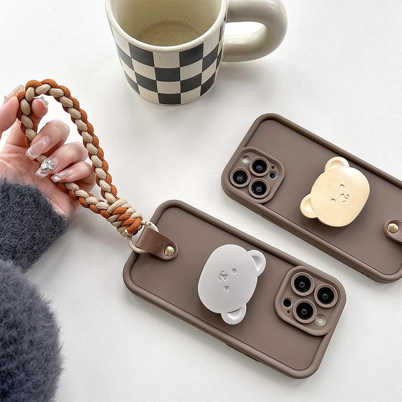 Metal Bear Airbag Holder, Mobile Phone Case Iphone15Promax Portable Rope, Suitable For Apple 14 Diagonal Span Rope 16.