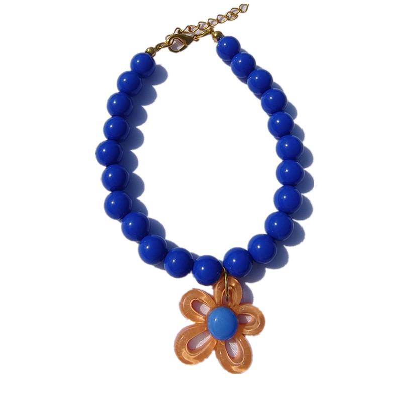 Regulowana obroża dla kota z perłami i zawieszką w kształcie kwiatka, modny naszyjnik dla małych psów, akcesoria jubilerskie dla szczeniąt, naszyjnik dla kota