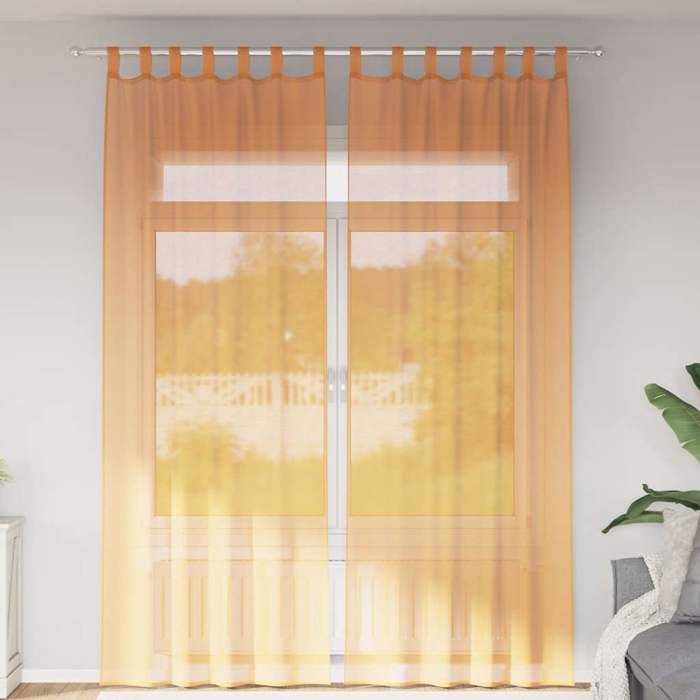 VidaXL Rideaux en voile avec boucles 2 pcs orange 140x260 cm, rideau en filet, rideau transparent, voile de fenêtre, 4102285