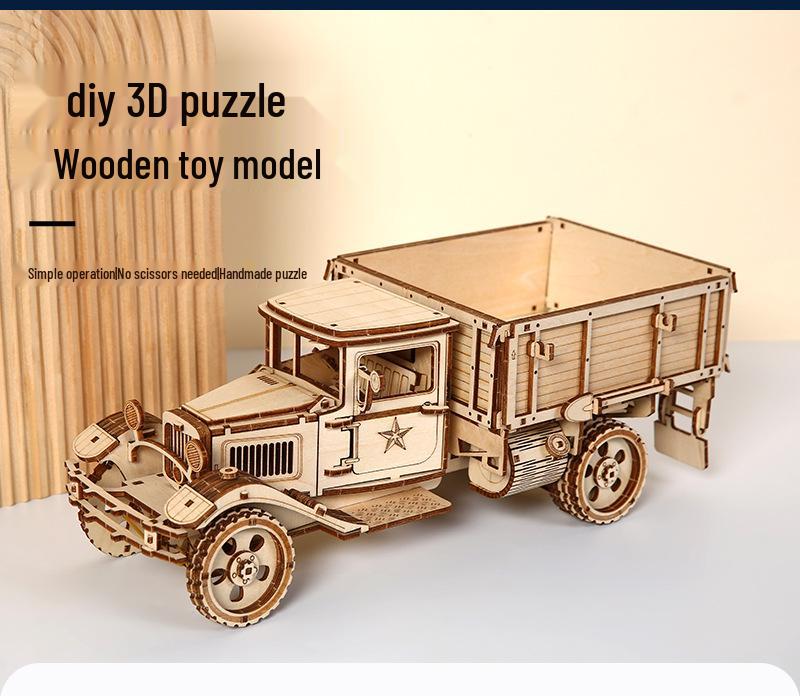 3D Wooden Truck Puzzle DIY Model for Kids - Educational Toy