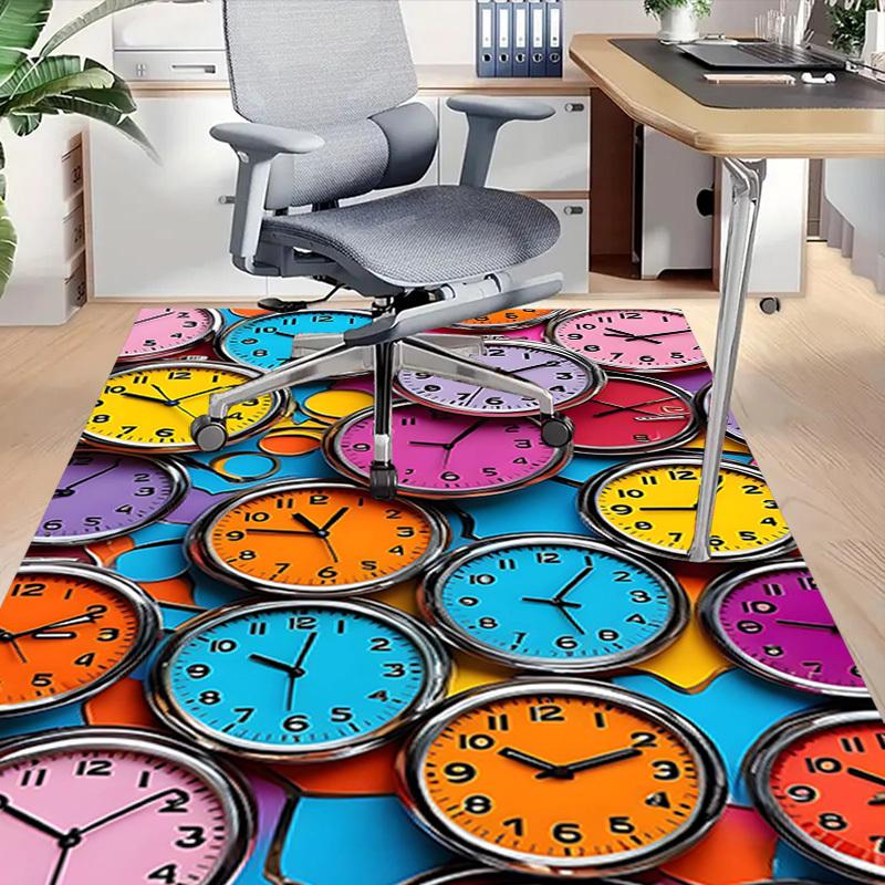 1PC clocks colorful Extra Large Non Slip Floor carpet, Office, family, Studio Large Area Rug Indoor Rugs, Bold Statement Piece