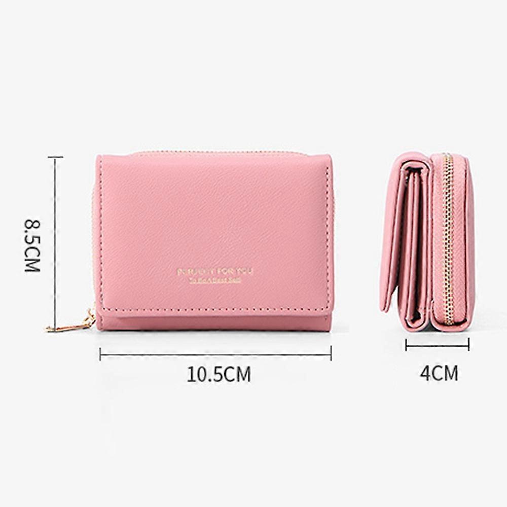 PERFECT FOR YOU 6905-014 Tri-fold Short Wallet PU Leather Zipper Coin Purse for Women-Wine Red
