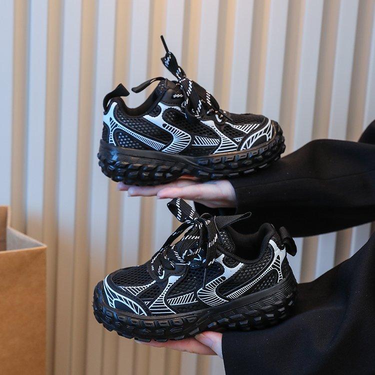 

Обувь для мальчиков весна и осень спортивная обувь для девочек 2025 новая осенняя детская повседневная обувь серебристая детские кроссовки 37 чёрный