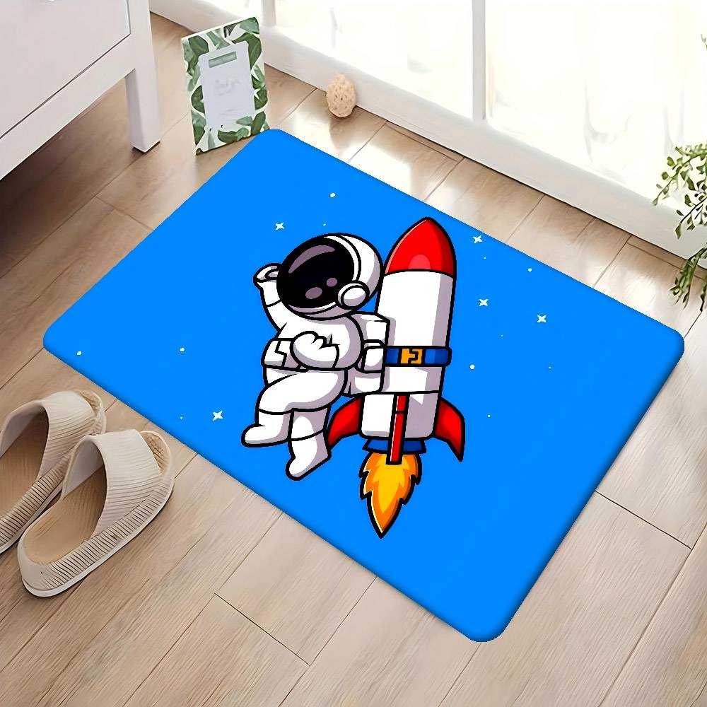 Cartoon Rocket Astronaut Bathroom Mat Anti-slip Absorb Water Long Strip Cushion Bedroon Mat Welcome Doormat